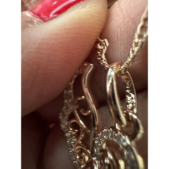 585 14K RG Stamped Rolled Gold Angel Filigree Pendant 19” Necklace Clasp Chain - Picture 8 of 10